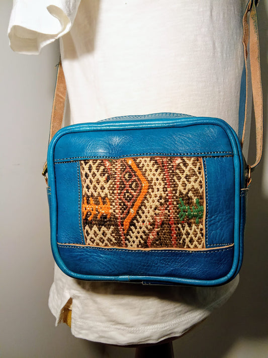 Blue purse with Amazigh design