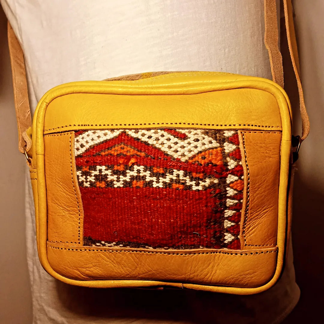 Yellow purse with Amazigh design