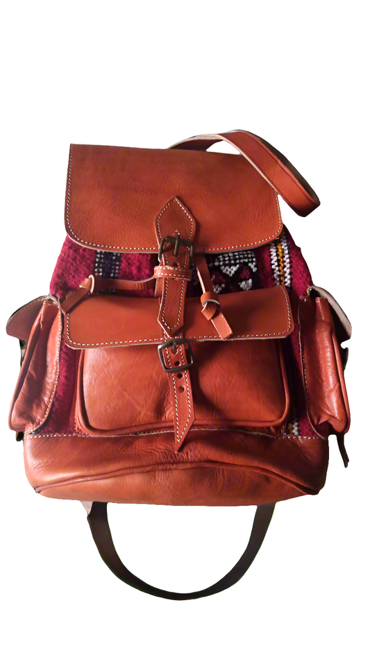 Leather backpack with Amazigh designs