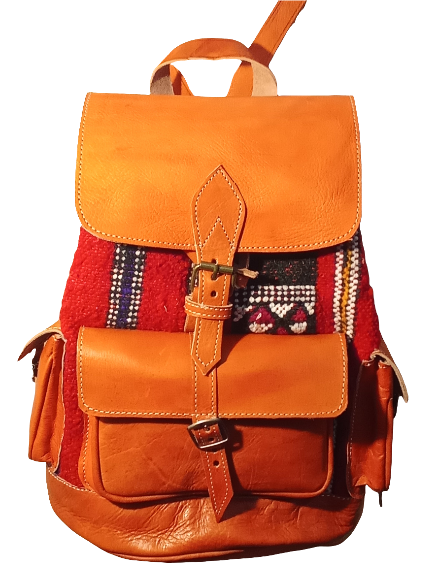 Leather backpack with Amazigh designs