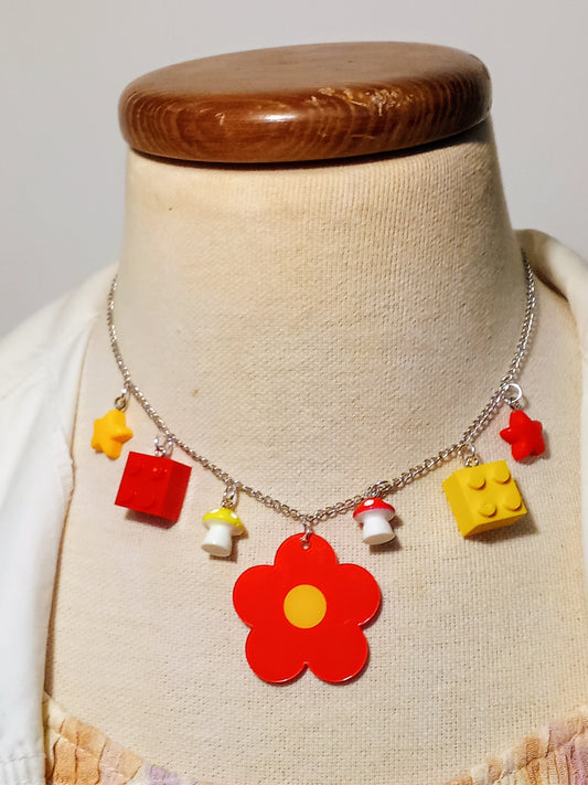 Flower and LEGO necklace