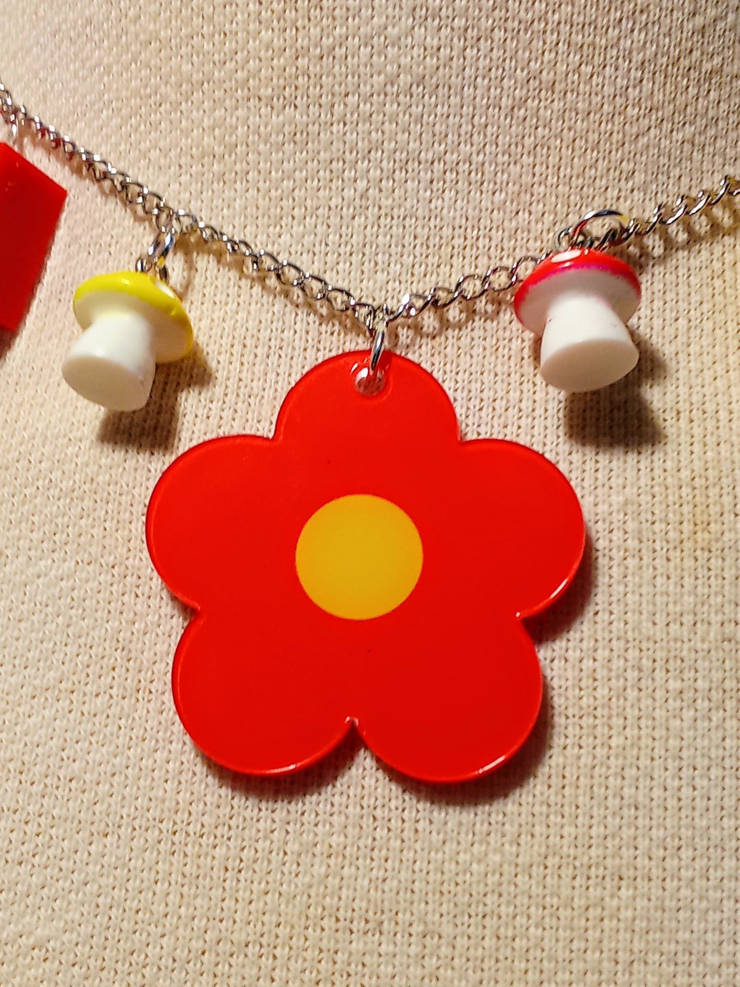 Flower and LEGO necklace