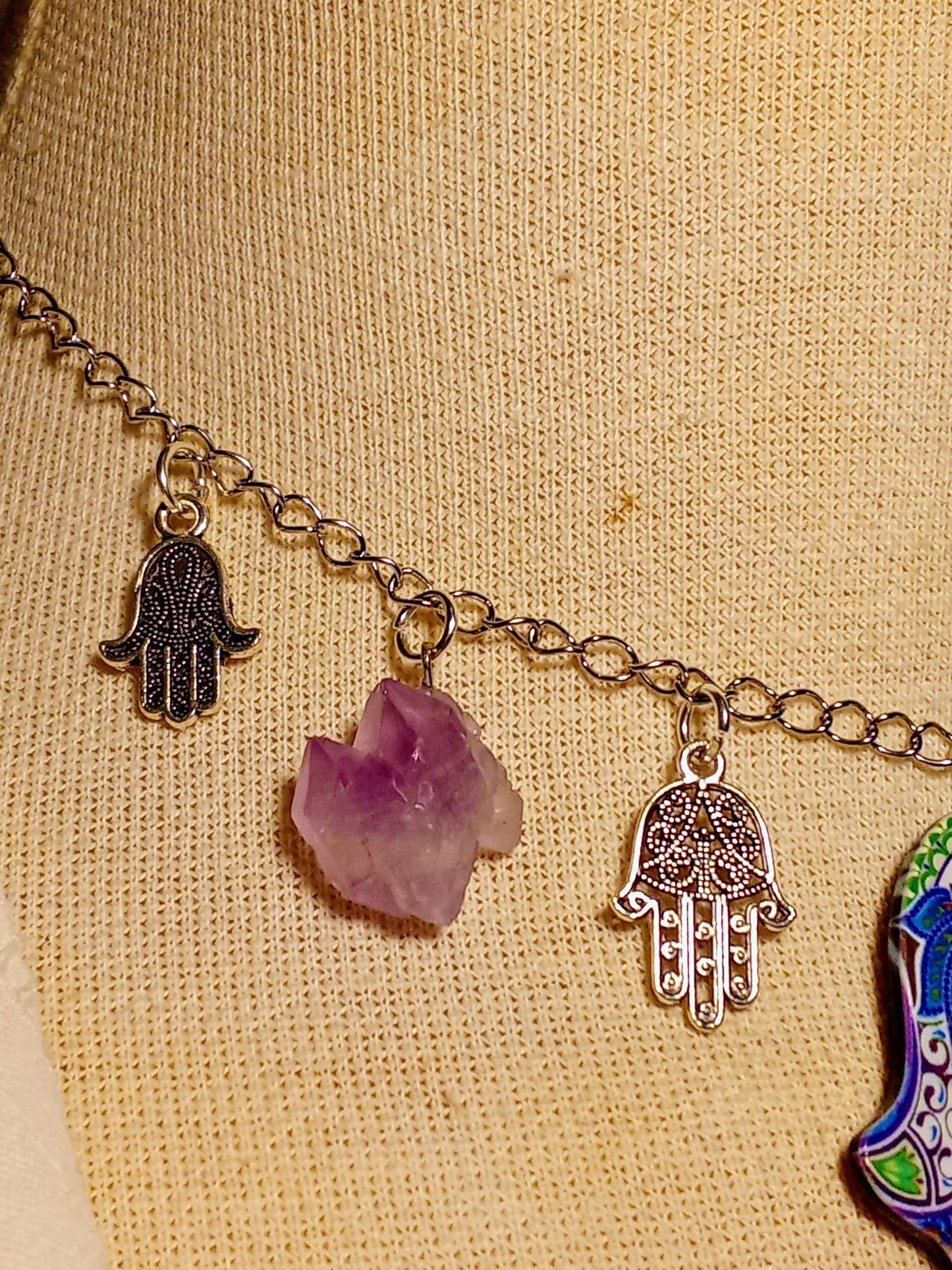 Decorated Fatima's hand necklace