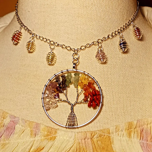 Tree of life necklace with crystal stones