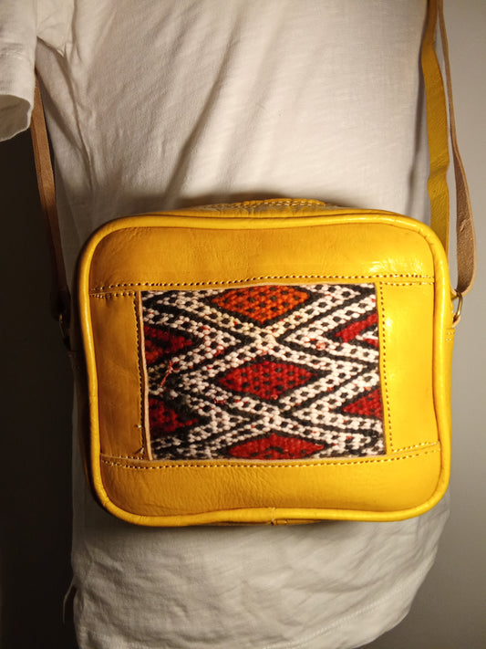 Yellow purse with Amazigh design