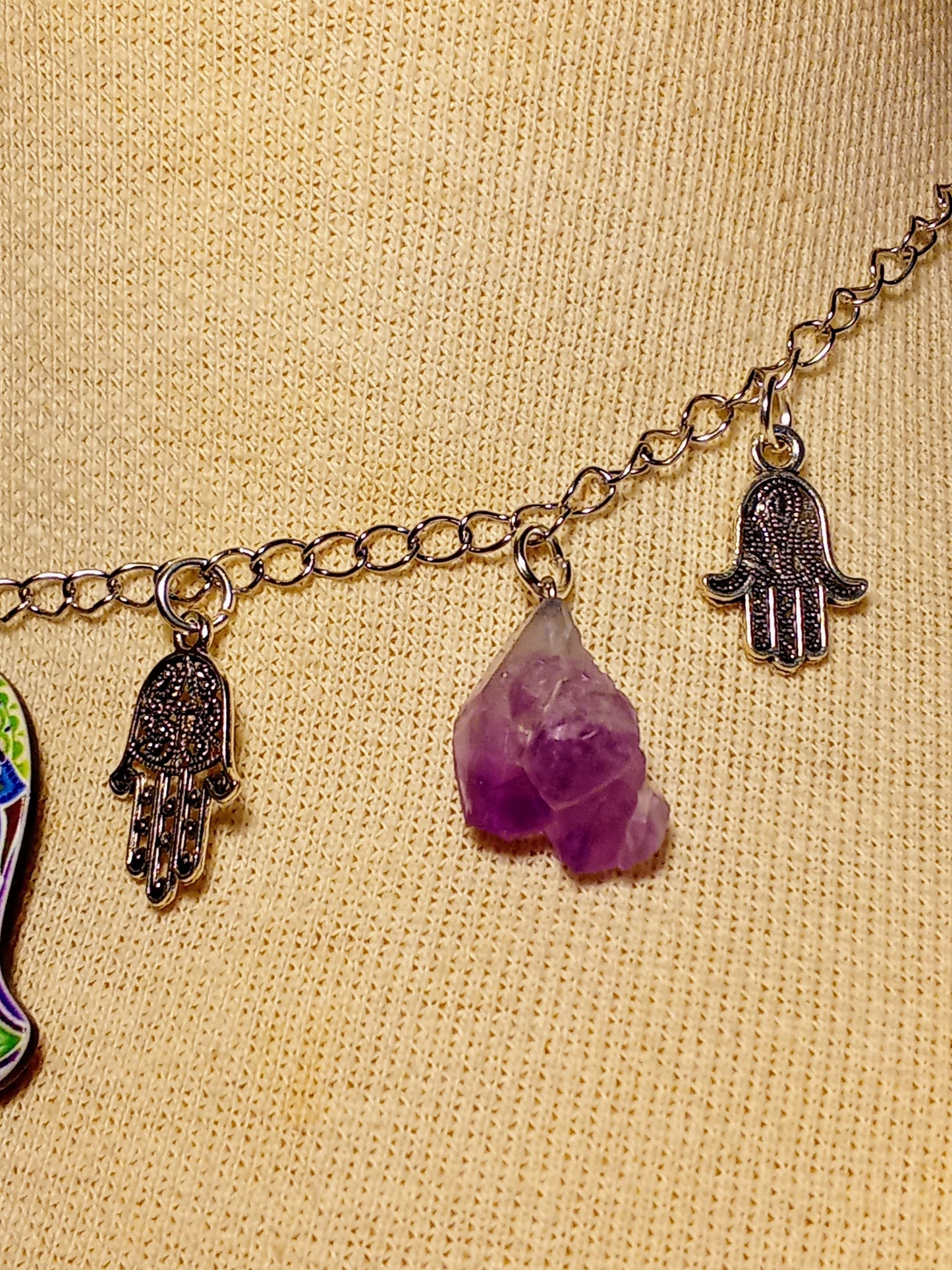 Decorated Fatima's hand necklace